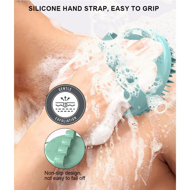 Hot Bathroom anti Bacteria Handheld round Body Scrubber Soft Silicone Skin Exfoliator Massage Bath Back Cleaning Brush for Men