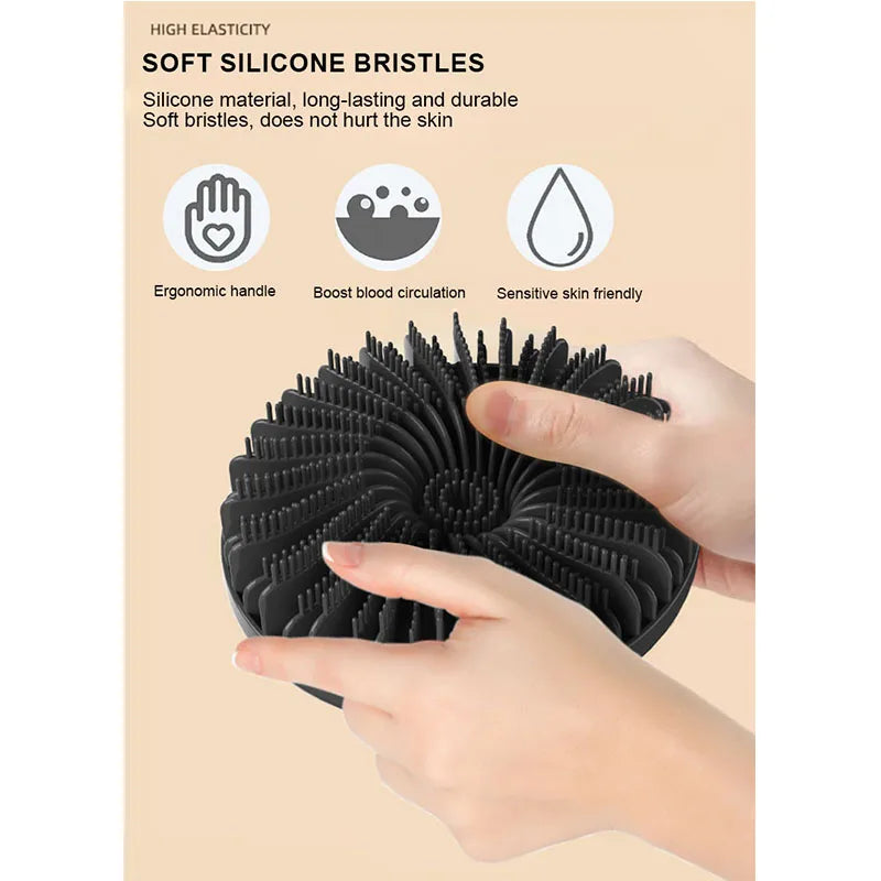 Hot Bathroom anti Bacteria Handheld round Body Scrubber Soft Silicone Skin Exfoliator Massage Bath Back Cleaning Brush for Men