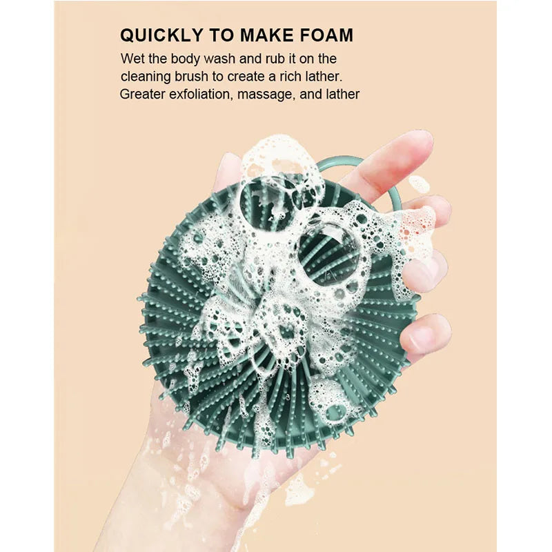 Hot Bathroom anti Bacteria Handheld round Body Scrubber Soft Silicone Skin Exfoliator Massage Bath Back Cleaning Brush for Men